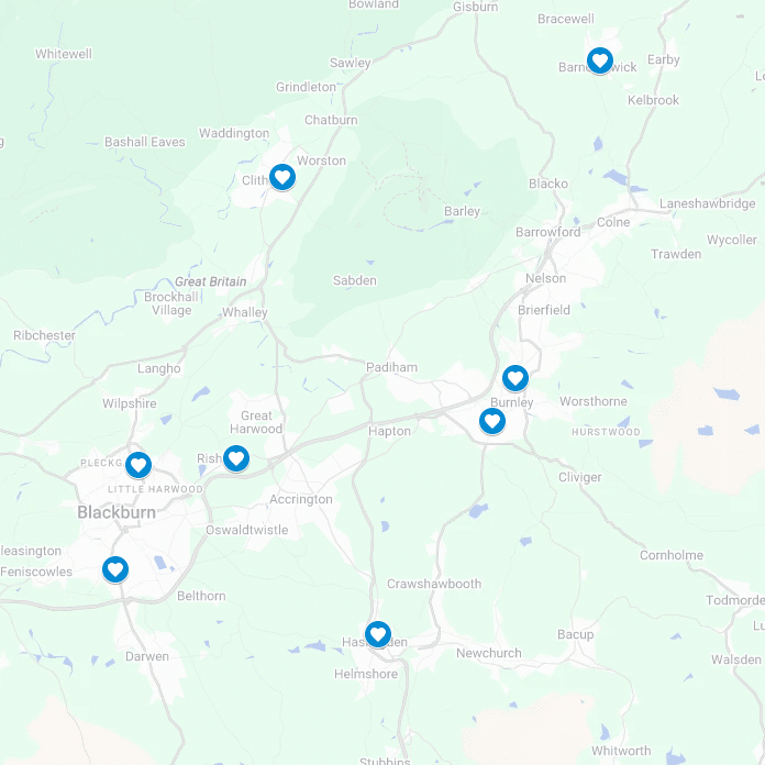 Map showing Parkinson's clinic locations.